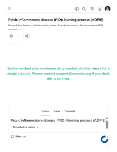 Pelvic inflammatory disease (PID)  Nursing process (ADPIE)   Osmosis