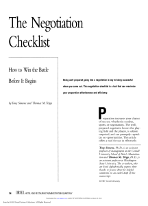 Simmons & Tripp (1997, Cornell Hotel) the negotiation checklist(1)
