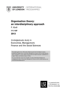 Organisation Theory Subject Guide