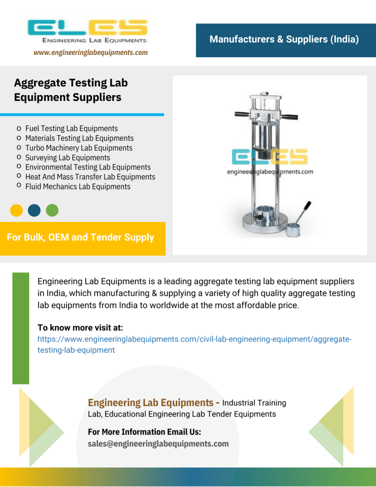 Aggregate Testing Lab Equipment Suppliers
