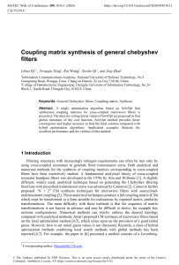 Paper - Coupling matrix synthesis of general chebyshev filters - Lihua Qi