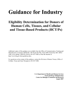 FDA Eligibility-Determination-for-Donors-of-Human-Cells--Tissues--and-Cellular-and-Tissue-Based-Products--Guidance-for-Industry 200708