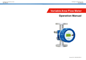 CFM Instrument Variable Area Flowmeter Manual