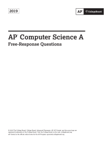 AP Computer Science A Free-Response Questions 2019