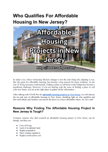 Affordable Housing in New Jersey: Who Qualifies?