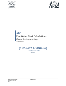 ZAYA LIVING -Fire  Water Tank Calculations