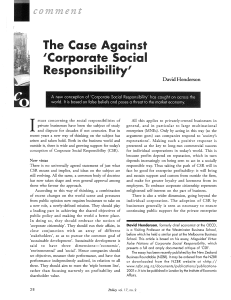 Henderson, D. (2001). The Case Against “Corporate Social Responsibility.” Policy, 17(2), 28