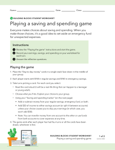 building block activities playing-saving-spending-game worksheet