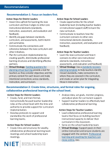 Curriculum Implementation Recommendations