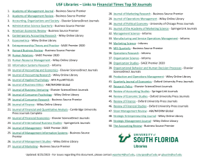 FT Top 50 Journals - USF Libraries Links