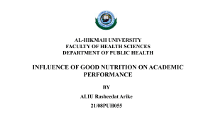 INFLUENCE OF GOOD NUTRITION ON ACADEMIC PERFORMANCE 