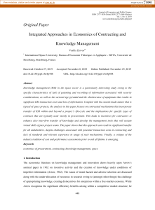 Integrated Approaches in Economics of Contracting and knowledge management by Vasilis Zervos