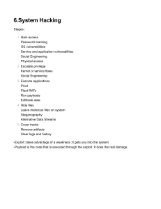 System Hacking Stages, Exploits, and Metasploit