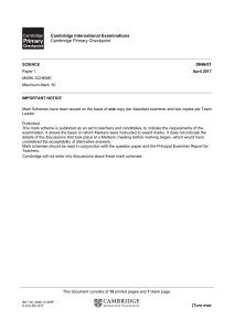 April 2017 paper 1 mark scheme