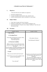 A Detailed Lesson Plan for Mathematics 7