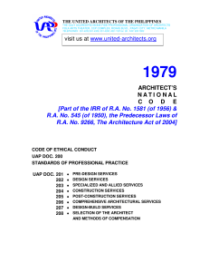 Architect s National Code - Code of Ethical Conduct (UAP Doc. 200) and Standards of Professional Practice (UAP Doc. 201 to 208)