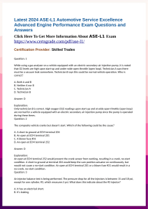 Latest 2024 ASE-L1 Automotive Service Excellence Advanced Engine Performance Exam Questions and Answers