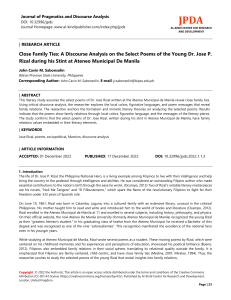 Rizal's Poems: Family Ties Discourse Analysis