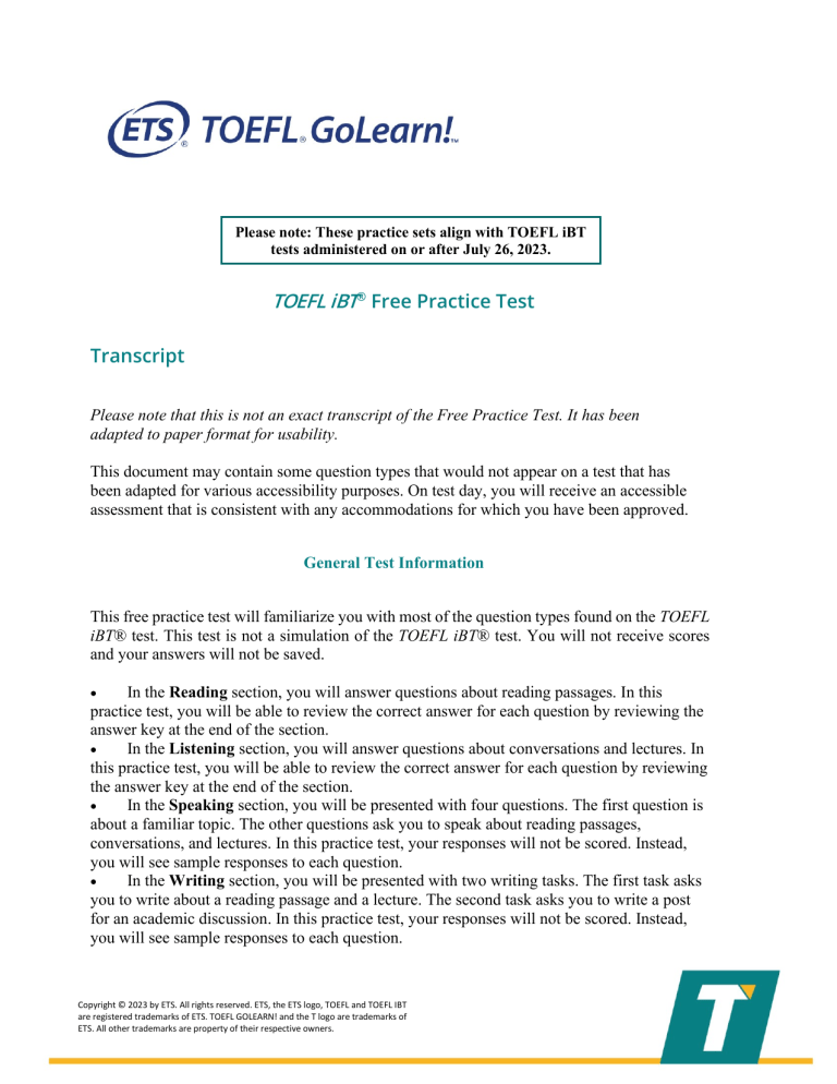 Toefl ibt free practice test Toefl ibt free practice test