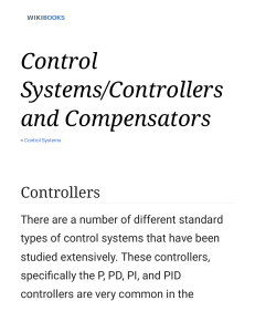Control Systems Controllers and Compensators 