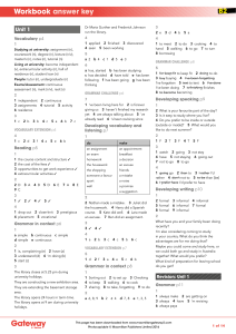 Workbook Answer Key Unit 1