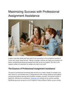 Maximizing Success with Professional Assignment Assistance
