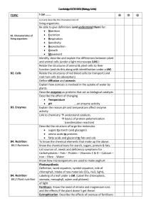 IGCSE Course 0654-(biology)-revision checklist