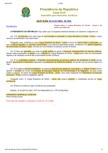 Lei N. 10.436 - 24 de Abril de 2002 - Língua Brasileira Sinais