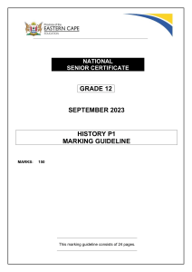 Grade 12 History P1 Marking Guideline - Sept 2023