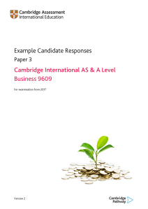 9609 Business Paper 3 Example Candidate Responses