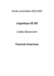 Linguistique UE 305 - Fascicule dexercices 2023-2024