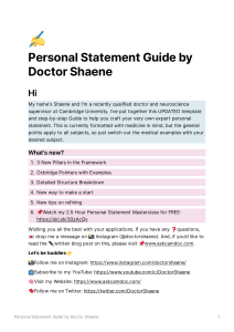 Advanced Personal Statement Guide by Doctor Shaene