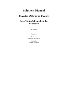 solution manual essentials of corporate finance ross,jordan