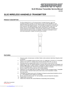 Shure SLX2 Wireless Transmitter Service manual