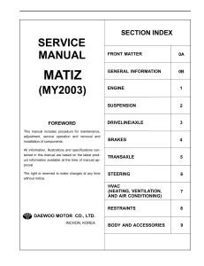 Complete Service Manual for Daewoo Matiz