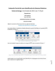 Evaluación  1 Parcial del curso Identificación de Sistemas Dinámicos