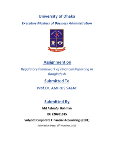 Assignment on Regulatory Framework of Financial Reporting in Bangladesh