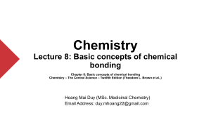 Lecture 8 Basic concepts of chemical bonding