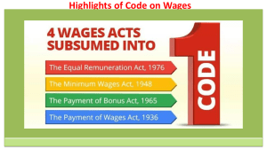 Highlights code on wages