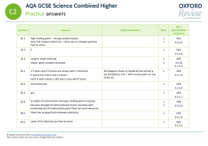 AQA GCSE Science Combined Higher Practice Answers