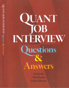 [Mark Joshi]Quant Job Interview Questions And Answers