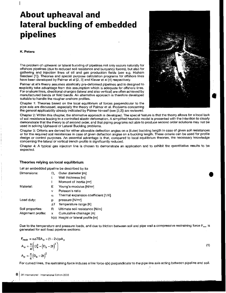 Upheaval Buckling of Pipelines (Dr. K. Peter)