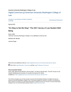 Its Okay to Not Be Okay  The 2021 Survey of Law Student Well-B