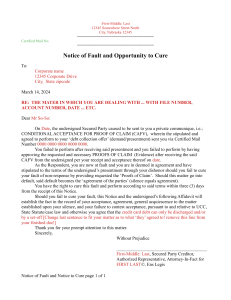 Notice of Fault and Opportunity to Cure