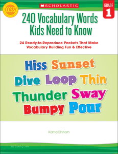 240 Vocabulary Words Kids Need to Know (Grade 1)