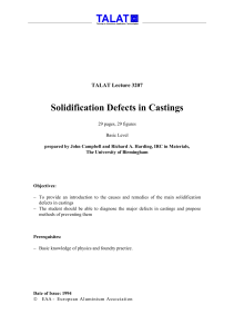 Solidification Defects in Castings