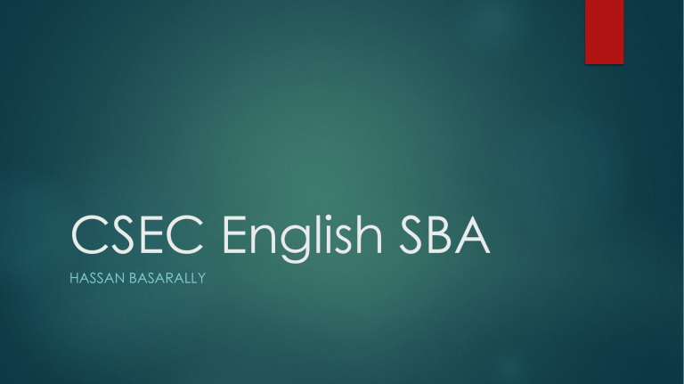 csec english sba oral presentation mark scheme