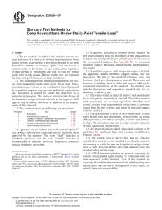 D3689-07 Standard Test Methods for Deep Foundations Under Static Axial Tensile Load