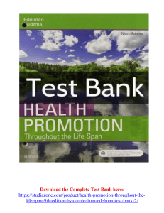 Health Promotion Throughout the Life Span 9th Edition by Carole Lium Edelman Test Bank