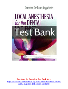 Logothetis Local Anesthesia for the Dental Hygienist 2nd Edition Test Bank
